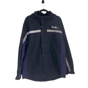 Vintage Stan Herman FedEx Men's Jacket Nylon Snap Button Zip Up Size Large